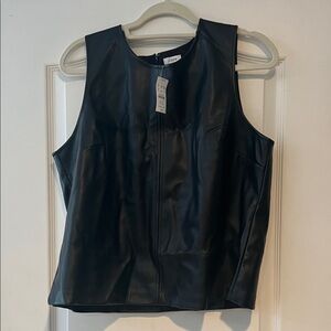 J. Crew Black Faux Leather Top